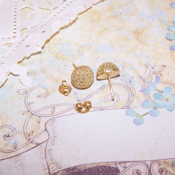 Larter & Sons for Tiffany & Co 18K Gold Basket Weave Pierced Earrings - Studs - Picture 8 of 10